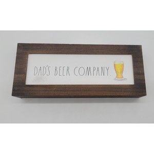 Rae Dunn Wooden Sign saying "Dad Beer Company" Desk Plaque